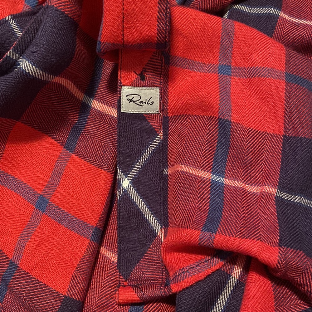 Rails Red Plaid Button Down Sleeveless Shirt Dress - image 6